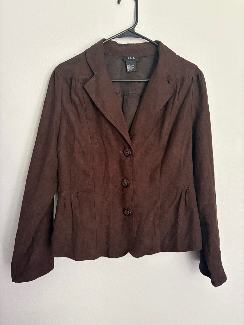 Brown Suede Three-Button Blazer Jacket by R&L
